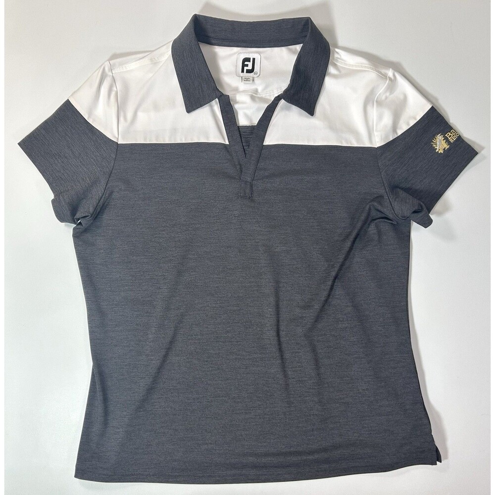 FootJoy XL Golf Polo Womens Large Colorblock Performance Stretch Black White